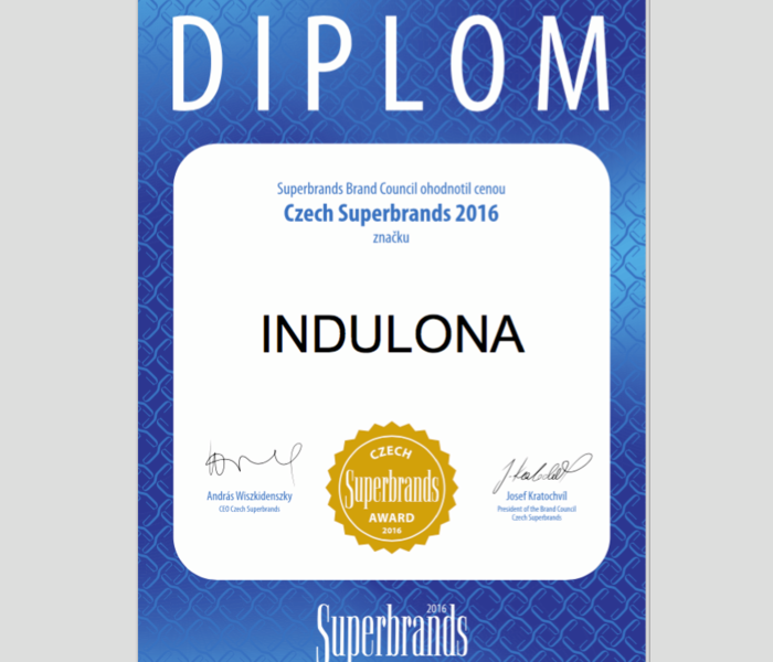 Ocenění Superbrands 2016 pro značku Indulona!